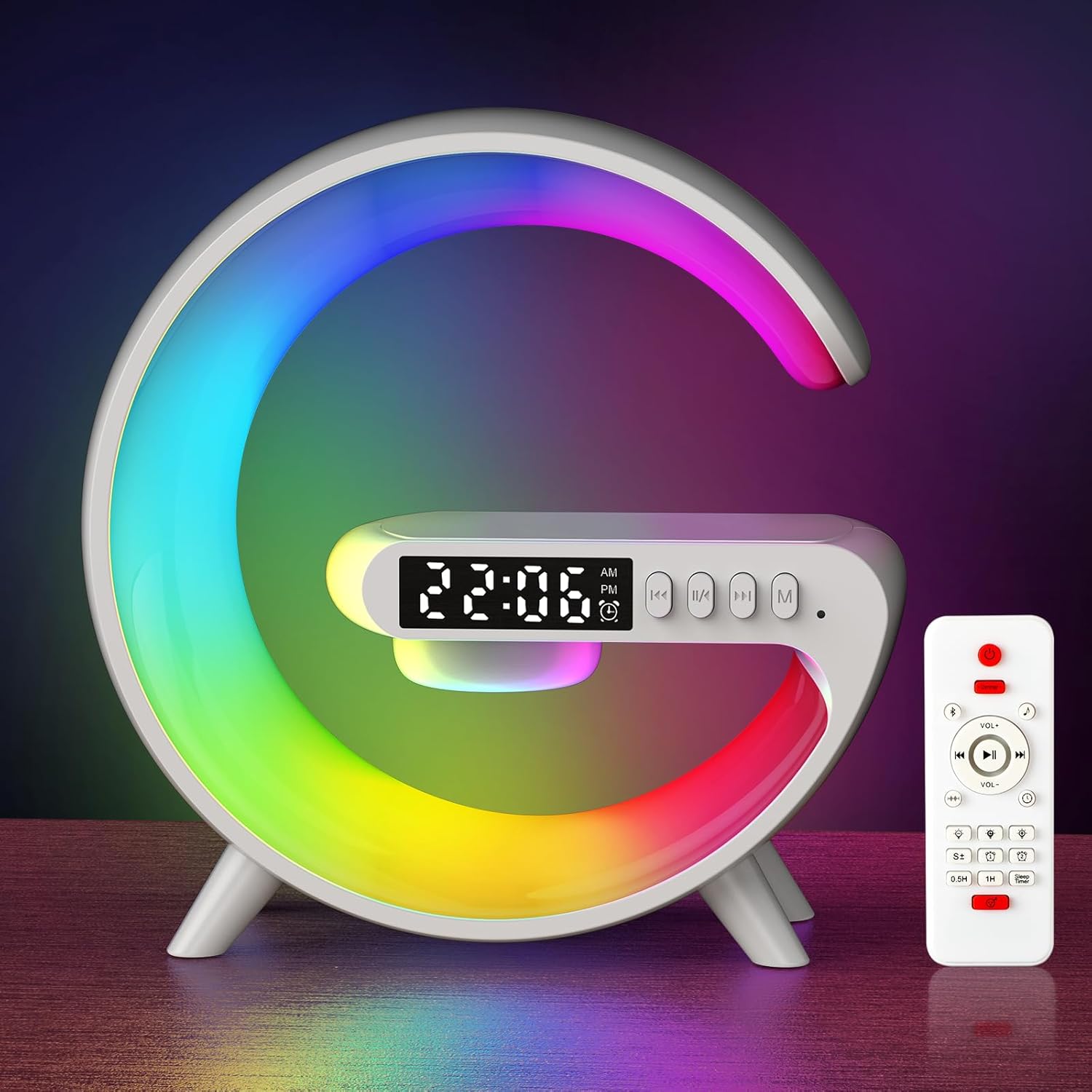 Wake Up Light Alarm Clock for Kids, LED Table Bedsides Lamp with Sunrise Simulation, Sleep Aid, Snooze, Bluetooth Speaker, Night Light for Bedroom Decor, Birthday, Christmas Gift