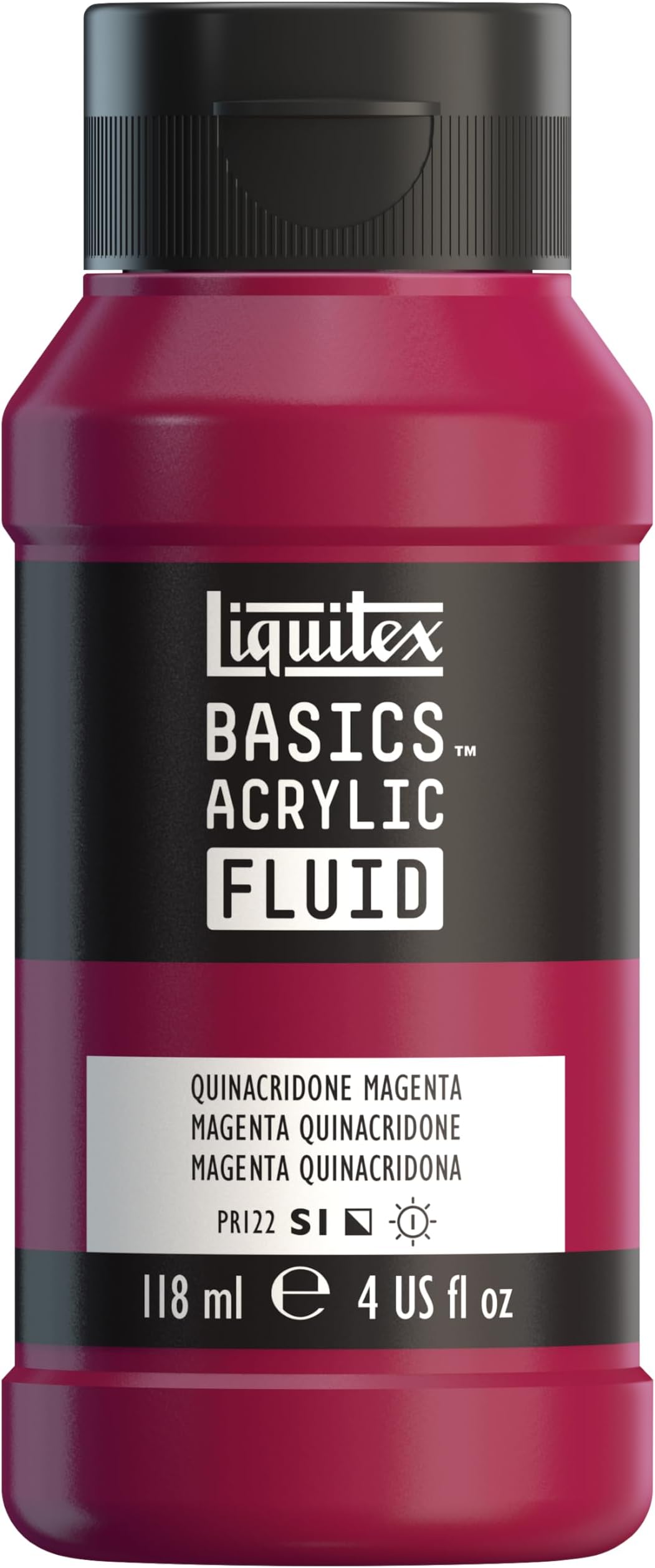 BASICS Acrylic Fluid Paint, 118ml (4-oz) Bottle, Quinacridone Magenta