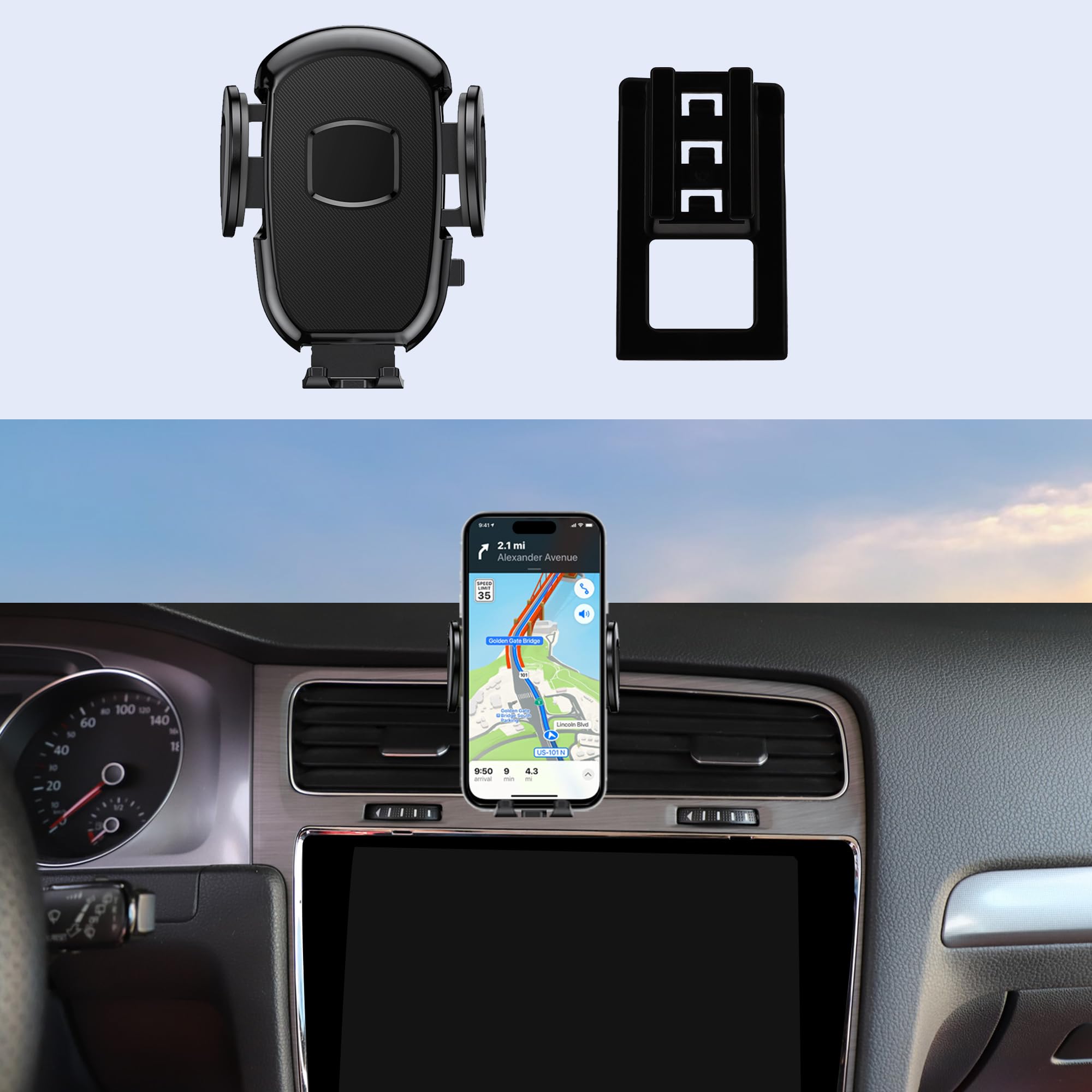 DJXCAR Car Phone Holder Fits for Volkswagen VW Golf GTI 2015-2021/Golf R MK7/7.5 2015-2019,with Buckle Compatible with Emergency flashers, Easy to