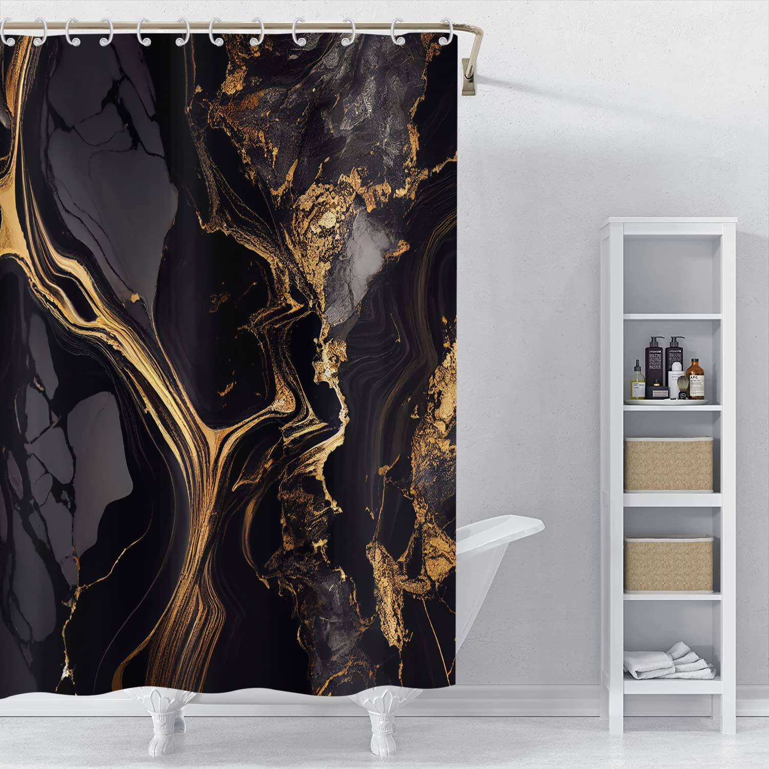 ASDCXZ Marble Shower Curtain Black Gold 180x180 cm - Image 3