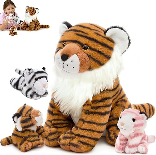 Vista 79 de MorisMos - Animales de peluche de lagarto, mamá camaleón gigante de 27 pulgadas con 4 lagartos bebés, juguetes para niños y niñas, mamá iguana