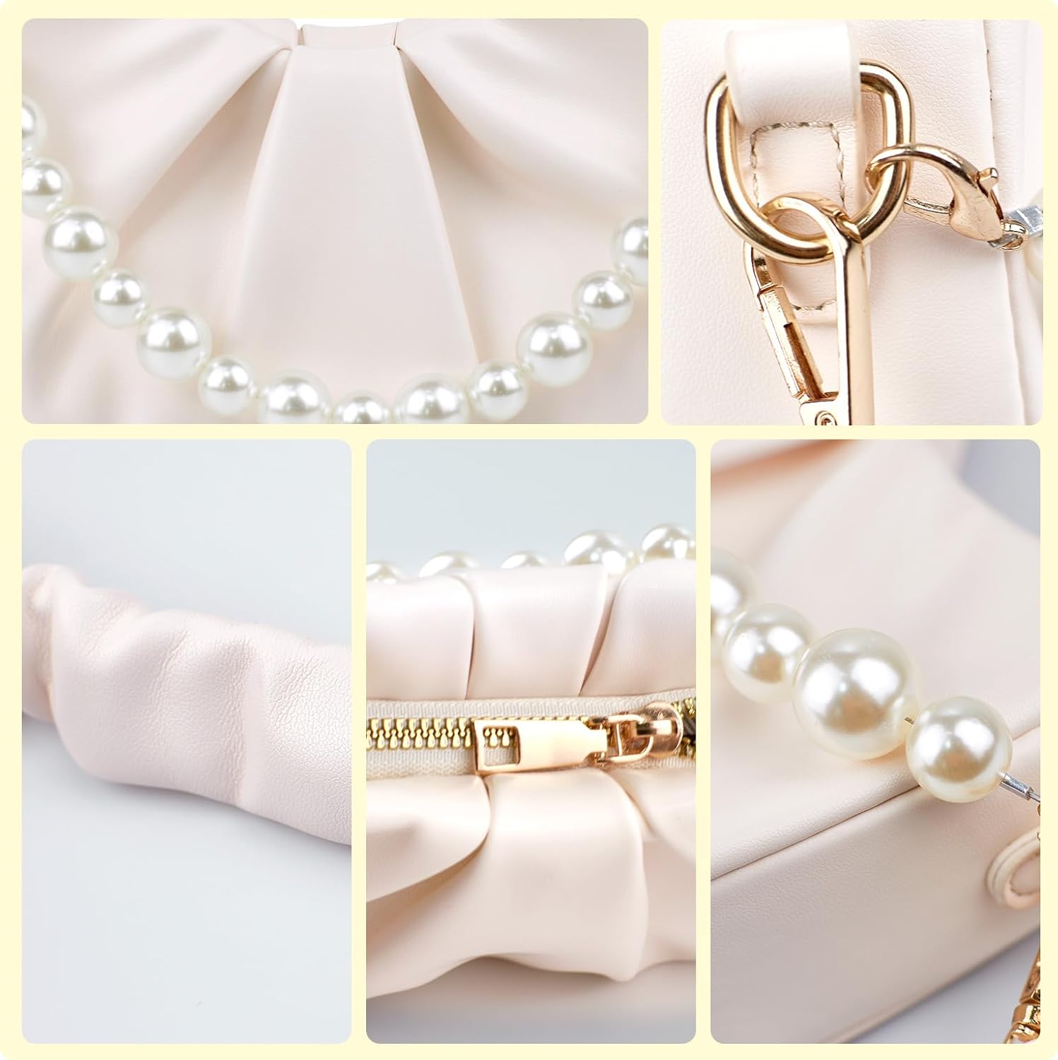 IwIeIaIrI Mini Purse Shoulder Bags - Cute Hobo Tote Handbag Clutch Purses For Women Trendy Pearl Bag - Image 6