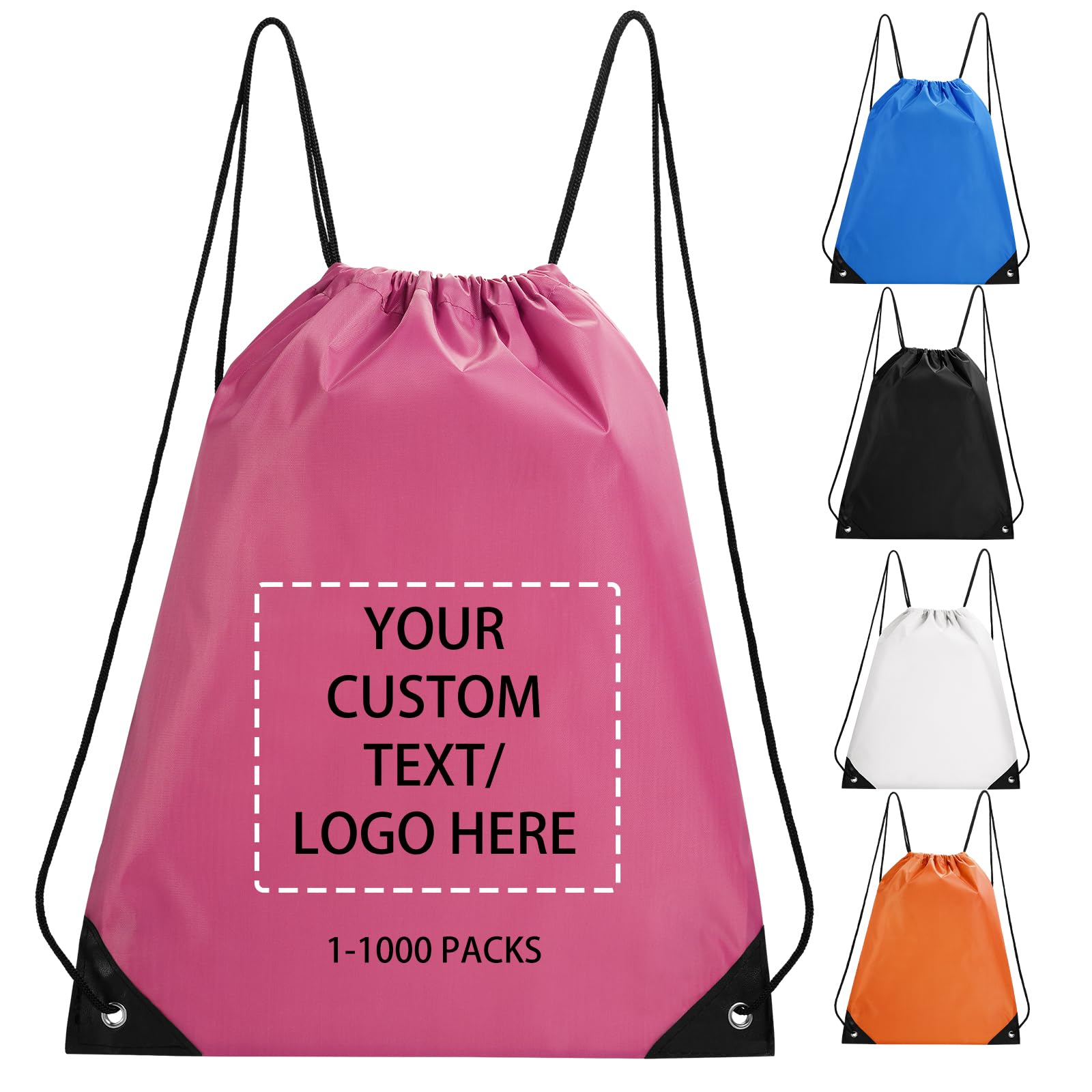 Fyore Custom Drawstring Bags with Logo, Bulk Personalised String Backpacks for Gym, Sports, Events, Travel, Daily Use, Business Activities