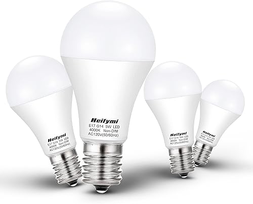 Bombilla LED E17 de base intermedia de 5 W, equivalente a 40 vatios, blanco neutronatural 4000 K, 500 lúmenes, 120 voltios AC, repuesto LED para disponible en Yaxa El Salvador