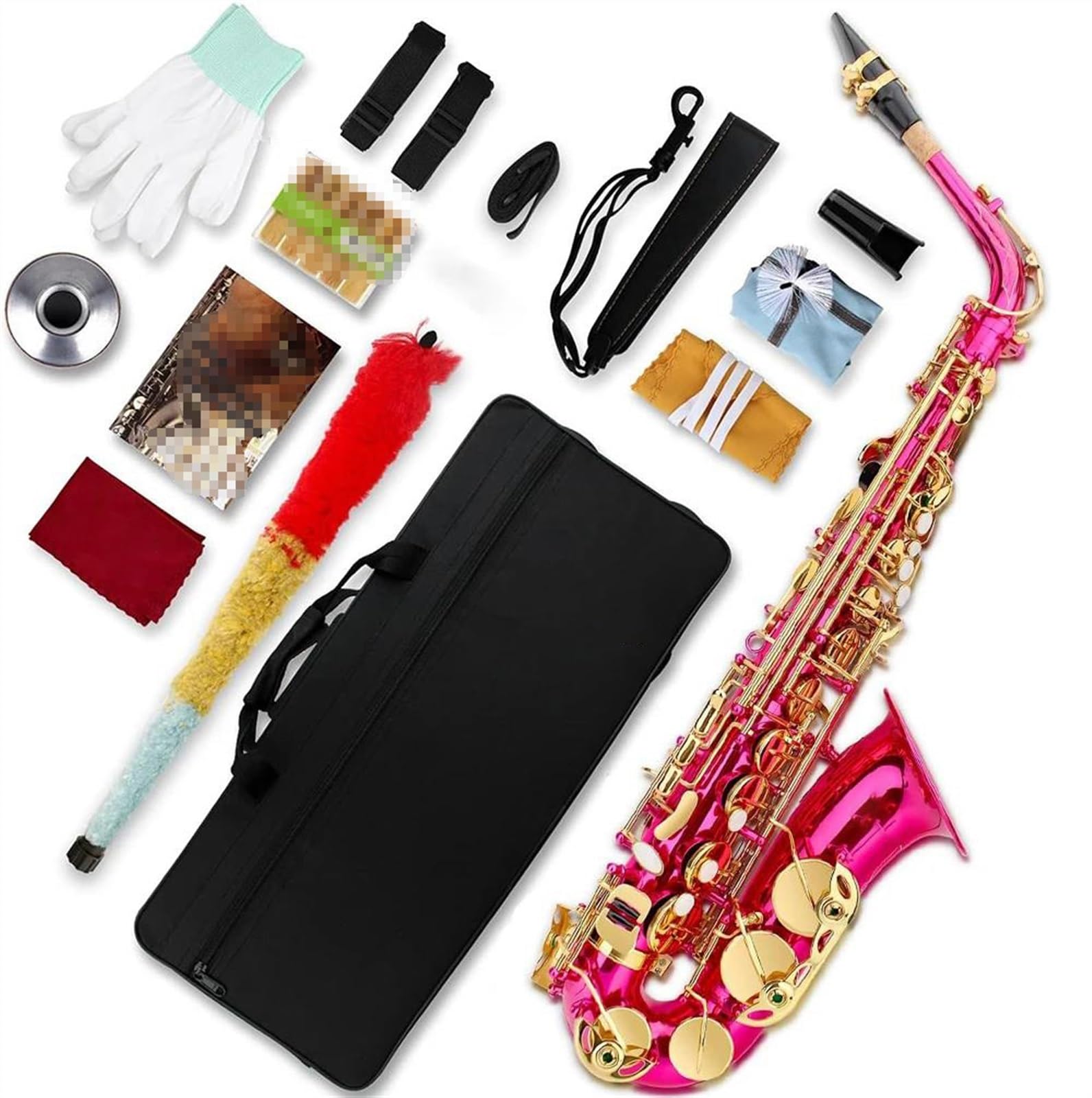 Sassofono Mib Sassofono Contralto Rosa Rosso Per Principianti Adulti Sax Con Accessori Per Guanti Con Cinturino Ad Ancia