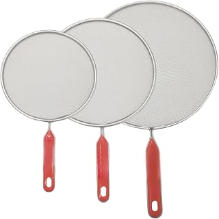 Grease Splatter Guard 3Pcs 7.5"/8"/10" Fine Mesh Metal Oil Splatter Guard Galvanized for Cooking, Frying with Hanging Hole Grease
