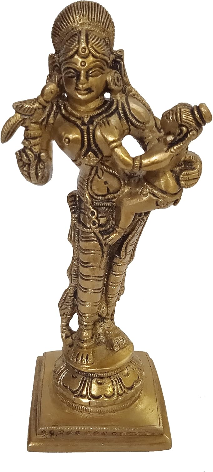 Purpledip Brass Idol Krishna Yashoda 'Damodar Leela': Ma Yashodha with Baby Krishn Rare Statue (12409)