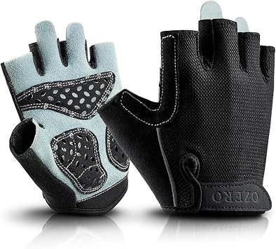 Workout Gloves for Men Women, Fingerless Weight Lifting Gloves with Genuine Suede Palm, Full Palm Protection, Enhanced Grip, Breathable Gym Gloves for Fitness Training Cycling Pull Ups