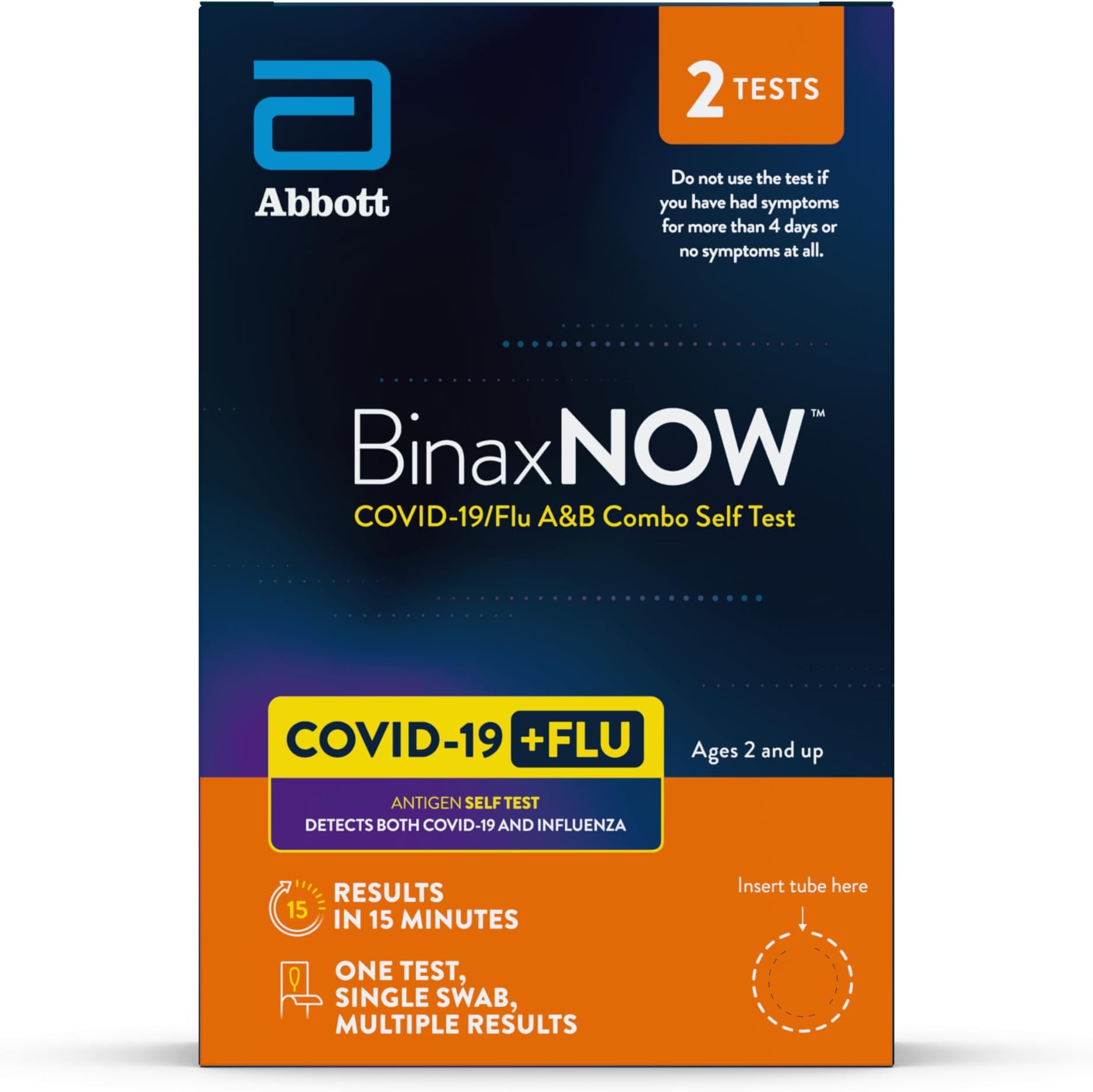 BinaxNOW COVID-19/Flu A&B Combo Self Test, Reliable COVID/Flu Home Test With 15 Minute Results, 2 Tests