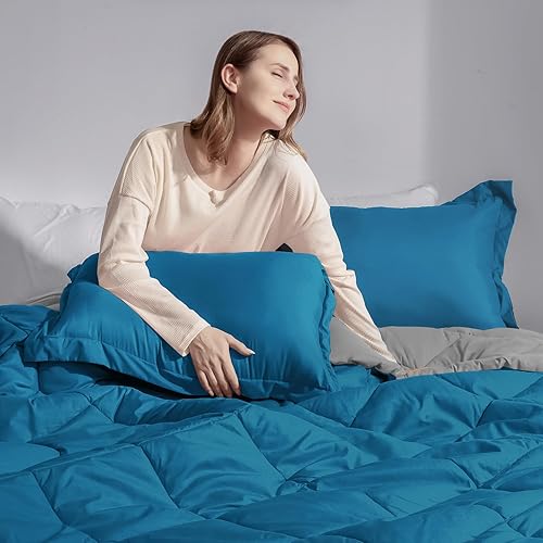 Vista 120 de Basic Beyond - Juego de edredón individual, a cuadros escoceses rojos y negros, relleno alternativo, para todas las estaciones