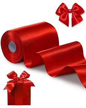 Amazon.com: FAKILO Red Satin Ribbon 4 Inch x 22 yd Wide for