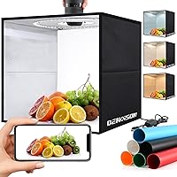 BENOISON 16x16x12 Portable Light Box Photography Studio: 120 Dimmable LEDs, 6 PVC Backdrops for Jewelry, Food, Cosmetics
