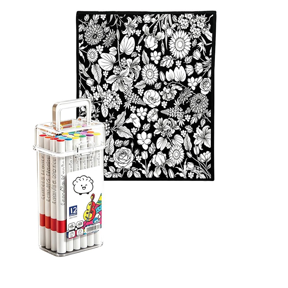 DIY Coloring Blanket Set Soft Velvet Adult Doodle Blanket With 24 Markers