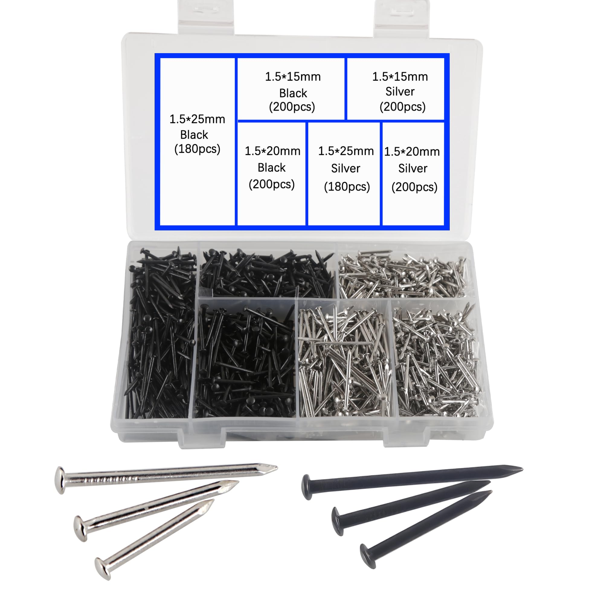 Tiny Nails - Gold, Silver, Bronze - 1600pcs DIY -13