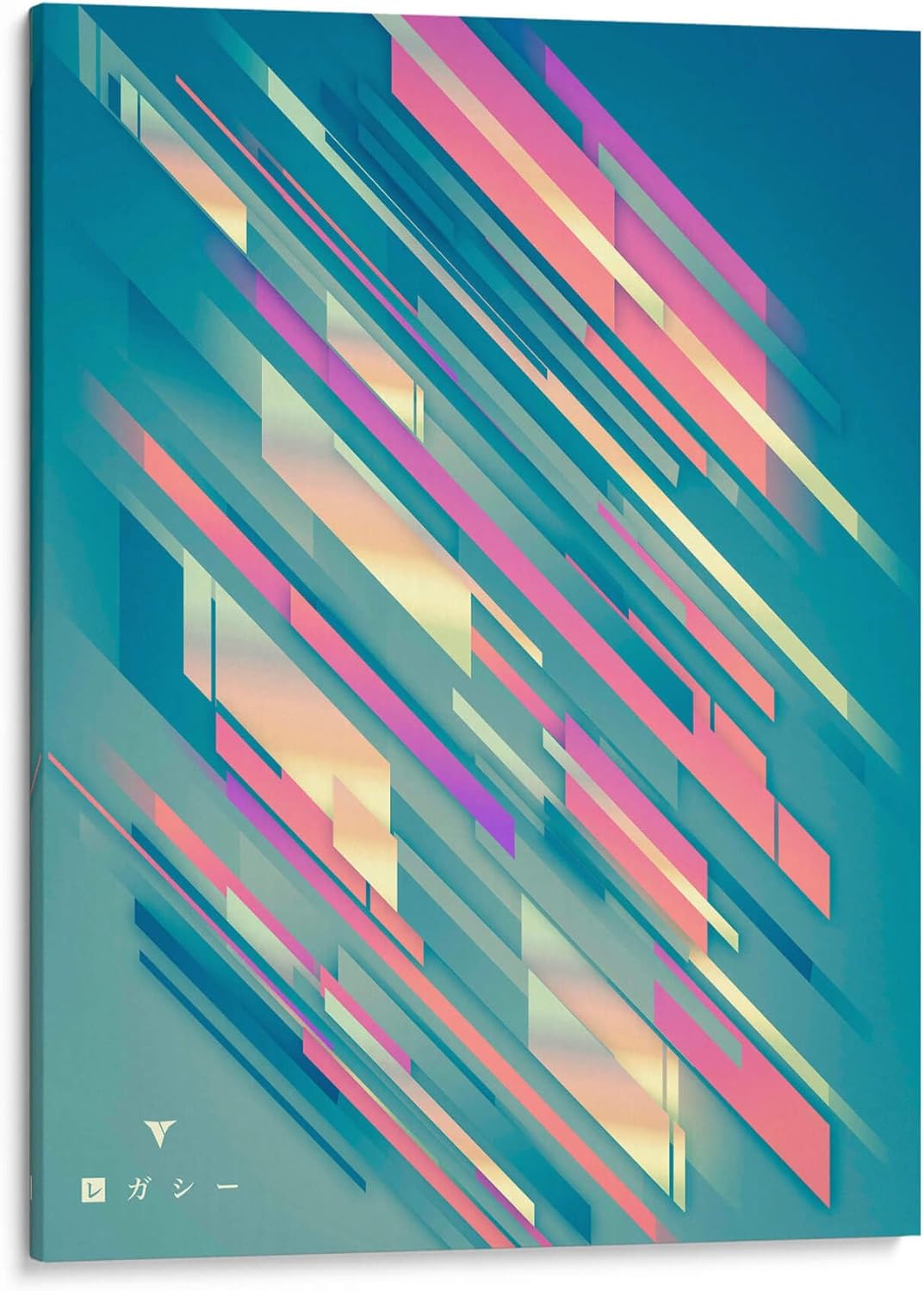 Canvas Lab LEGACY by Nix  18 x 24 pulgadas  Lienzo impreso para pared  Abstracto, colorido, minimalista, ilustrativo, Retro, Japón  Decoración de