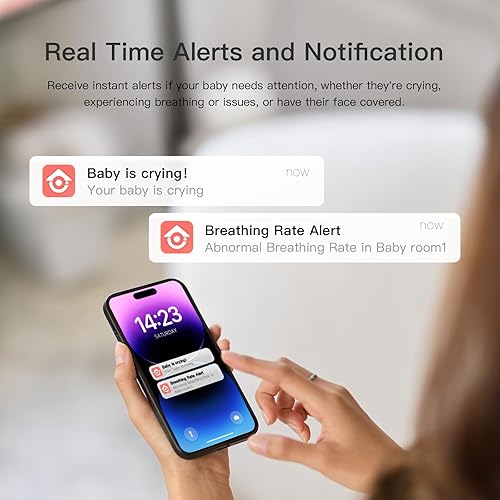 Miniatura 6 de iBaby i7 Monitor de respiración sin contacto para bebés, monitor de salud: respiración de pista, patrón de sueño - Cámara WiFi de 1080p, vista de