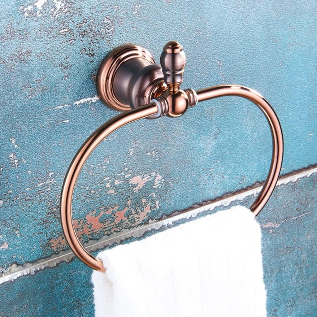 LSLYTQ Brown Bronze Rose Gold Bathroom Hardware, Towel Ring, Hand Towel Holder, Wall Mounted Bath Towel Hanger