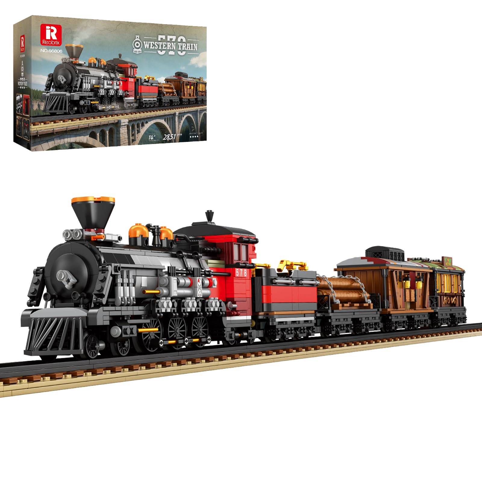 Reobrix Norfolk and Western 578 Zug Klemmbausteine Dampflokomotiven Modell