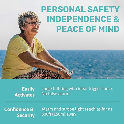 Miniatura 3 de Elos Llavero de alarma personal para mujeres y personas mayores, luz LED, sirena de 130 db, alarma de seguridad de mano, protección de alarma de