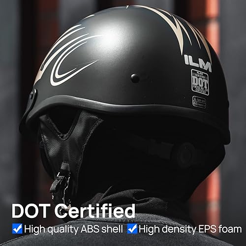 Miniatura 2 de ILM Medio casco de motocicleta de cara abierta para ciclomotor, crucero, scooter con visera solar, modelo aprobado por DOT 210V (dorado, XL)