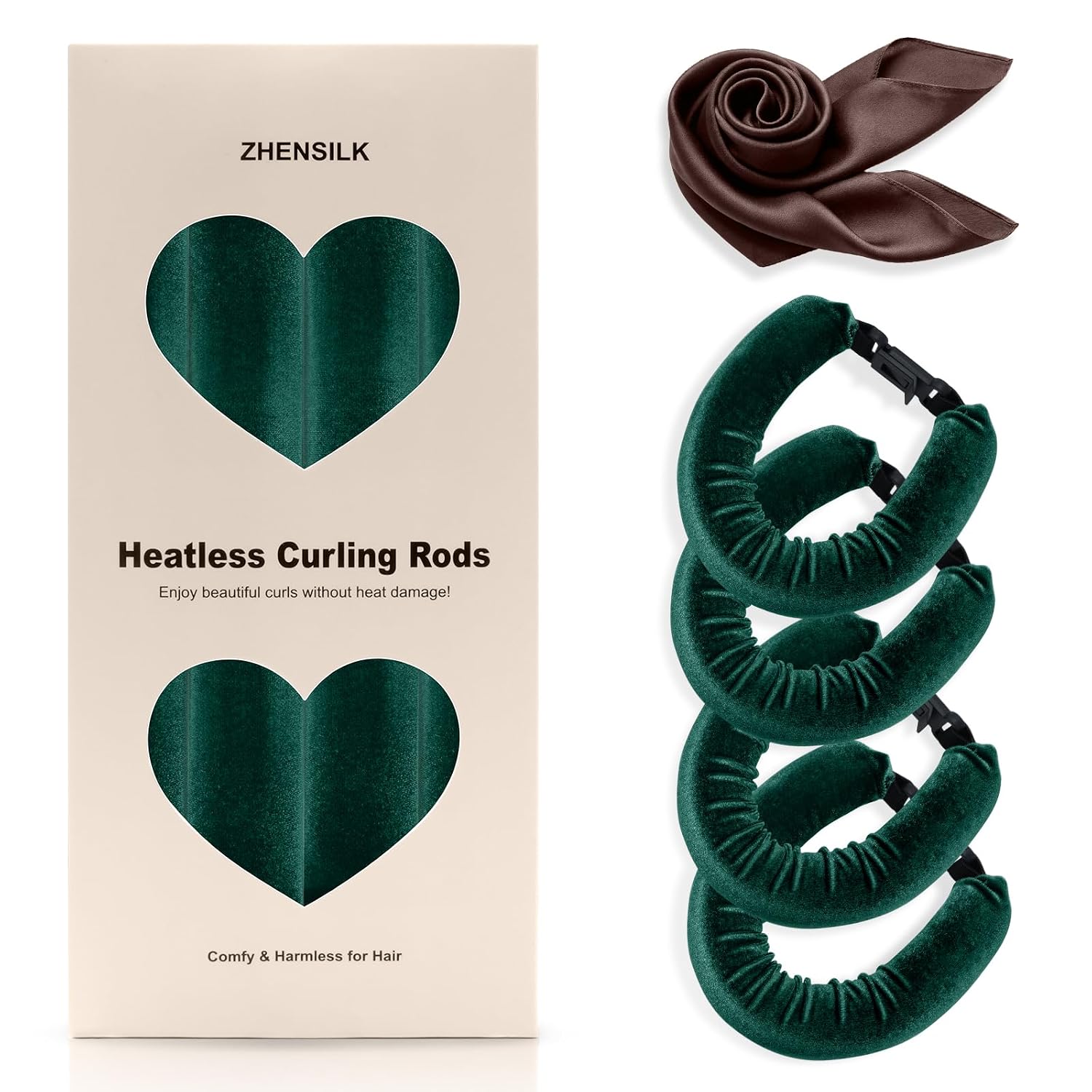 Heatless Hair Curler Set – 4PCS Velvet Overnight Blowout Rods for Heatless Curls, Jumbo Flexible Curling Rods to Sleep In, No Heat Curling Tools for Natural Waves and Curls