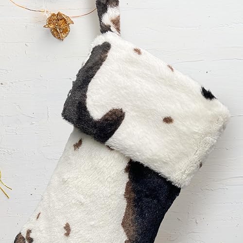 Miniatura 5 de Medias de Navidad personalizadas, paquete de 6 medias de Navidad de piel sintética de vaca, a granel, nombre personalizado con etiquetas de nombre