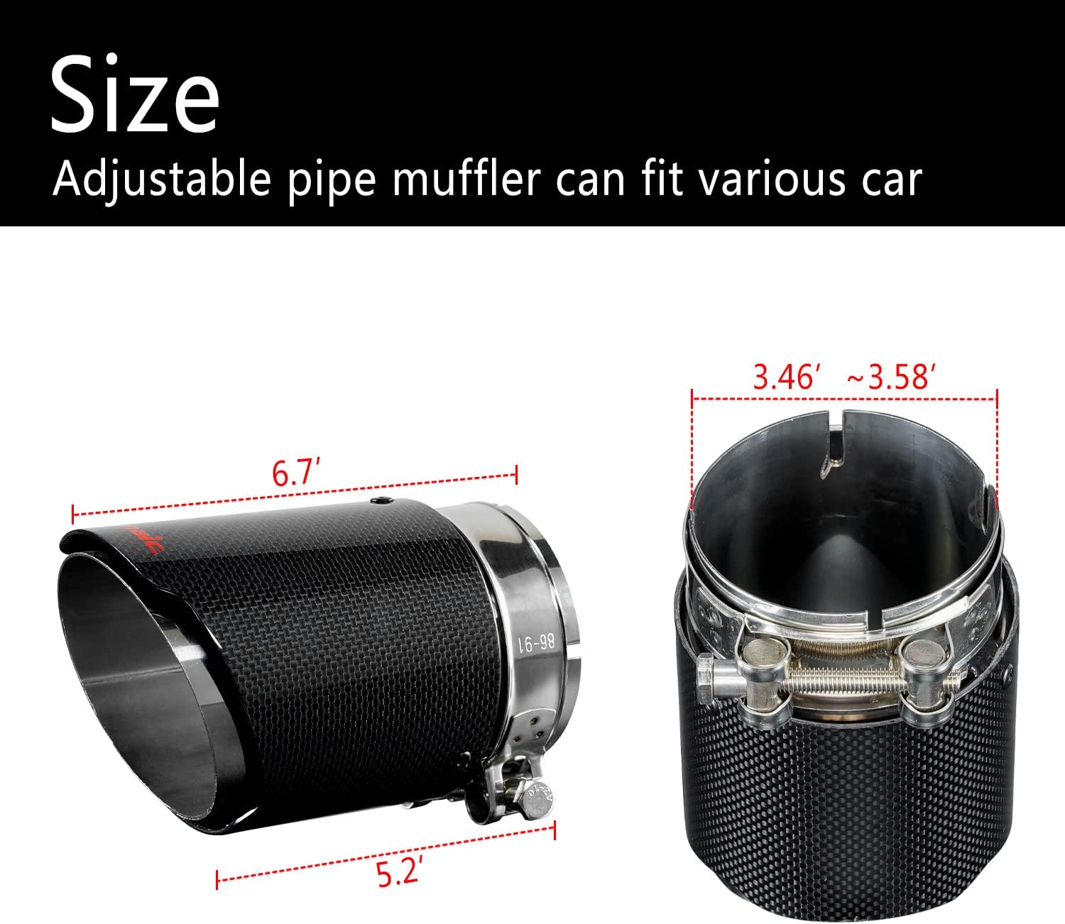 Carbon Fiber Dual Exhaust Pipe Tail Muffler Tip Exhaust Tip Compatible with 10th Gen Honda Civic 2016-2021