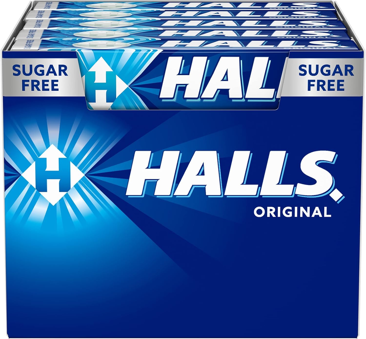 Halls Original Caramelos Sin Azúcar 480 uds (24 x 20 sticks de 32 g) – Mentol y Eucalipto, Frescor Intenso, Pack Ahorro Refrescante para Compartir – Edulcorados con Isomalt y Aspartamo