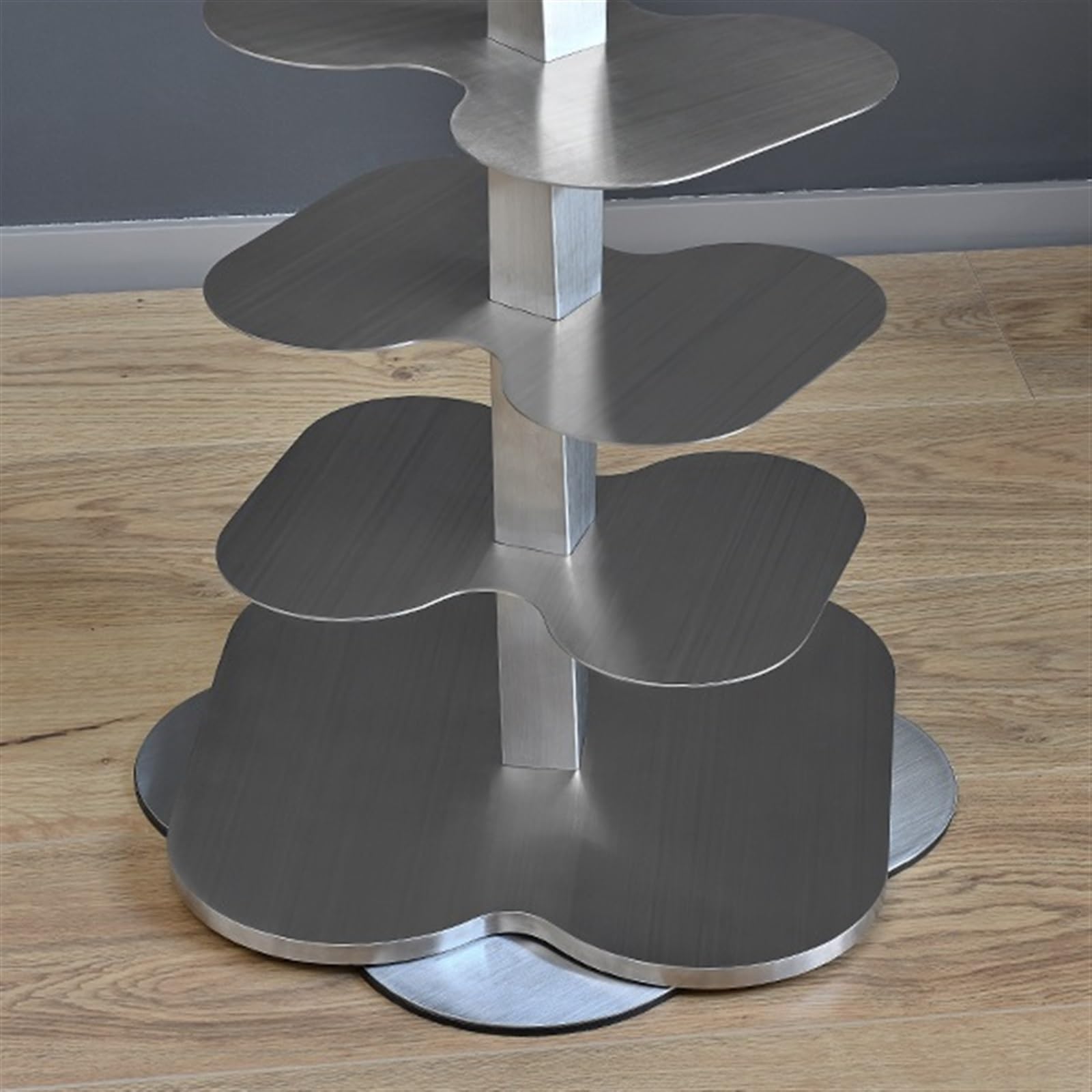 Libreria Scaffale girevole, libreria da pavimento a 360 gradi, scaffale a spirale, in metallo(Silver)