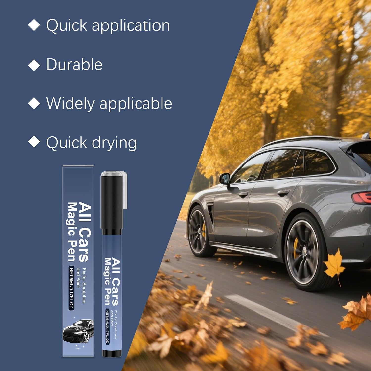 Magic Car Scratch Remover Pen, 2026 Upgraded Quick Car Paint Repair Pen,Lightweight and Fast,Long-Lasting,Universal Car Touch Up Pen for All Vehicles (Pack of 2)