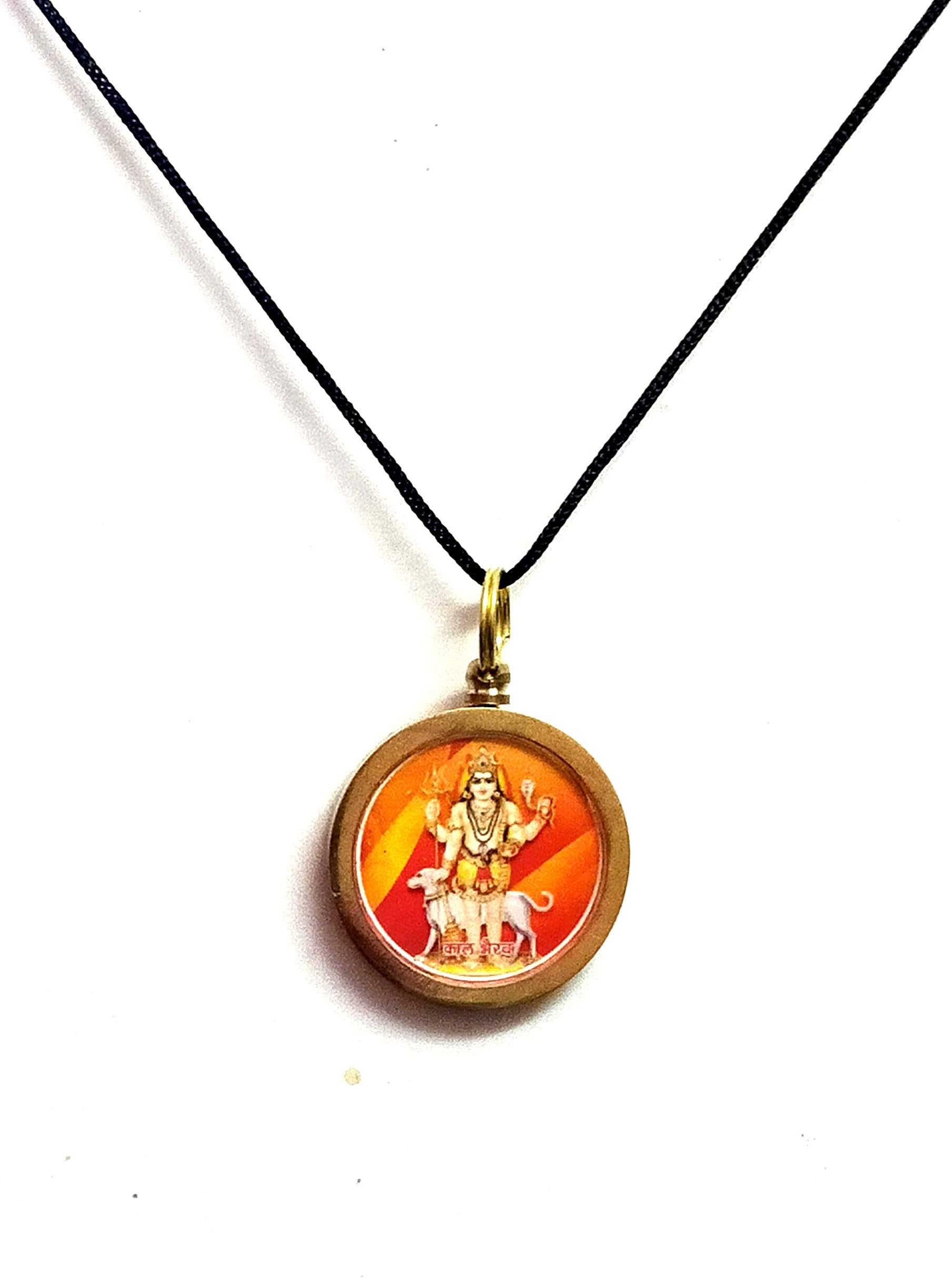 ASTROGHAR Shree Kaal Bhairav Yantra Brass Pendant For Men & Women