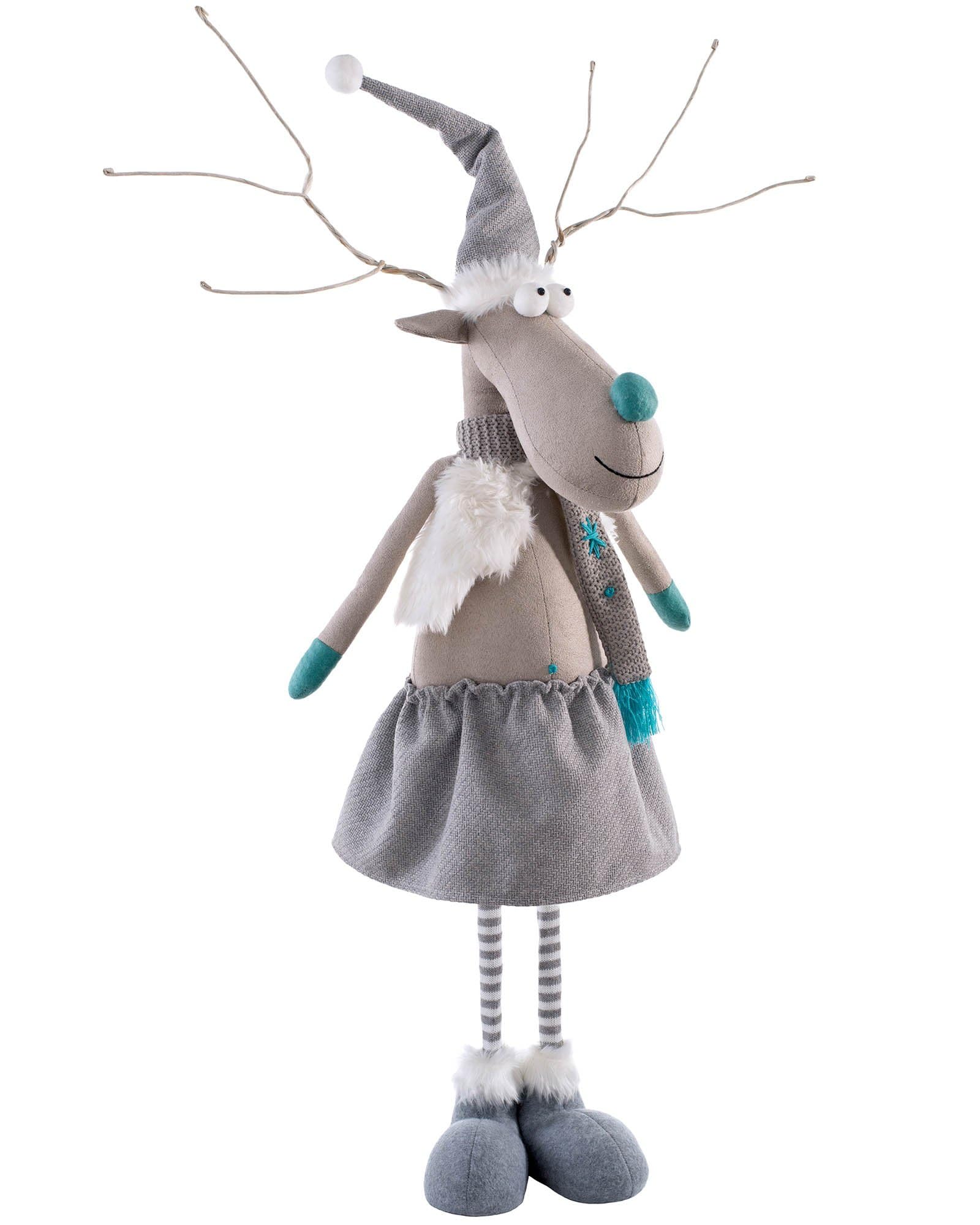 WeRChristmas Standing Girl Christmas Reindeer Figurine, Multi-Colour, 64-84cm
