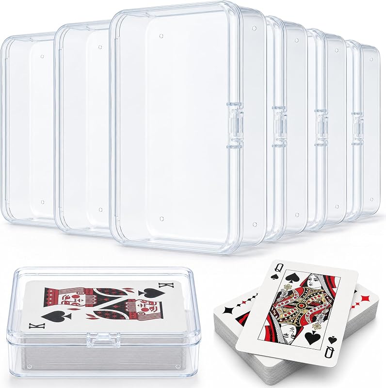 Kitoyz Playing Deck Card Cases Clear Plastic Trading Card Storage Box Acrylic Card Holder Box Compatible with Collectible Trading Card Cases, Each Case for 100 Pcs Cards (6 PCS)