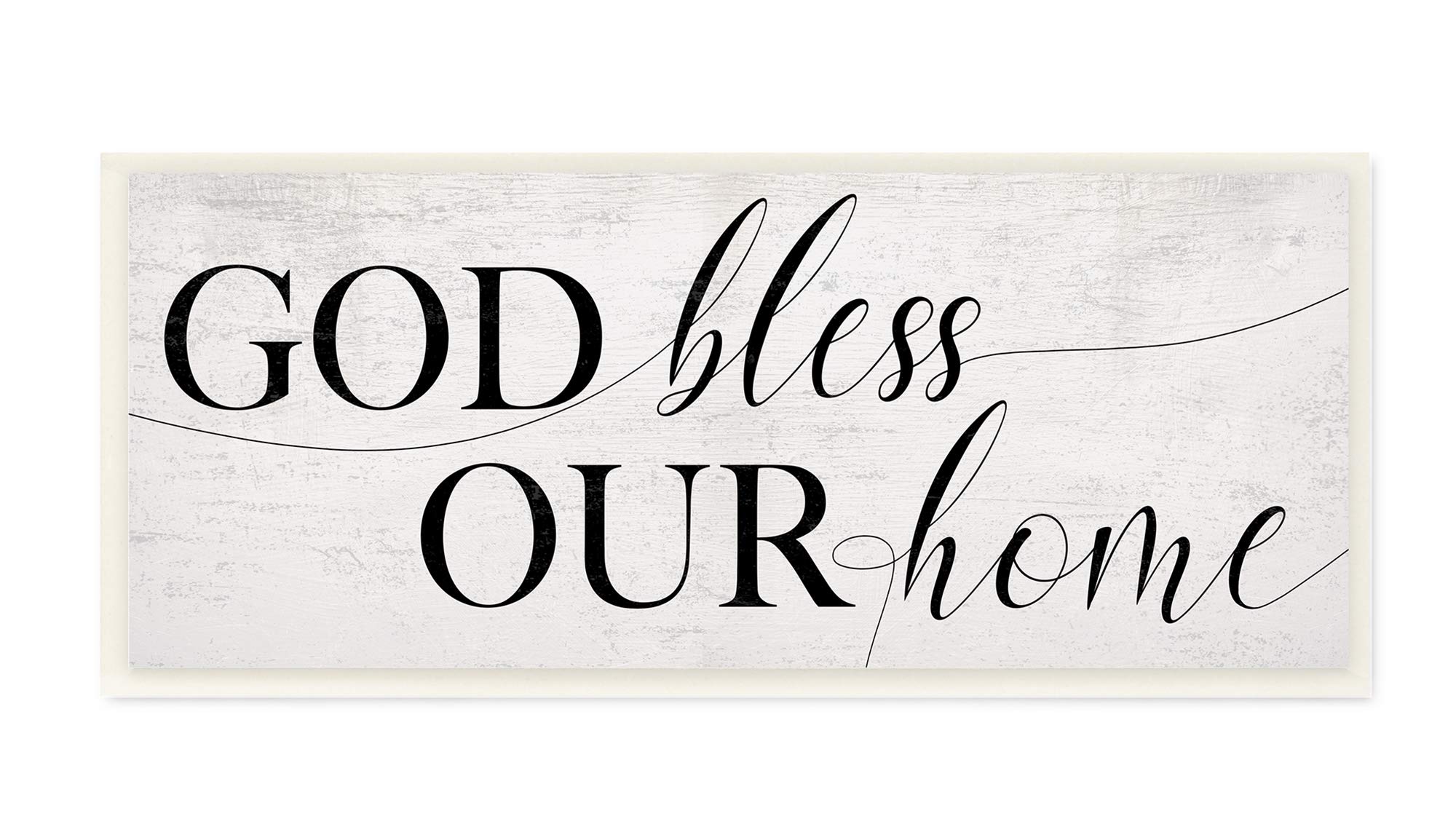 Stupell Industries God Bless Our Home Quote Faith Based Typography, Design by Daphne Polselli Wall Plaque, 7 x 17, Off-White