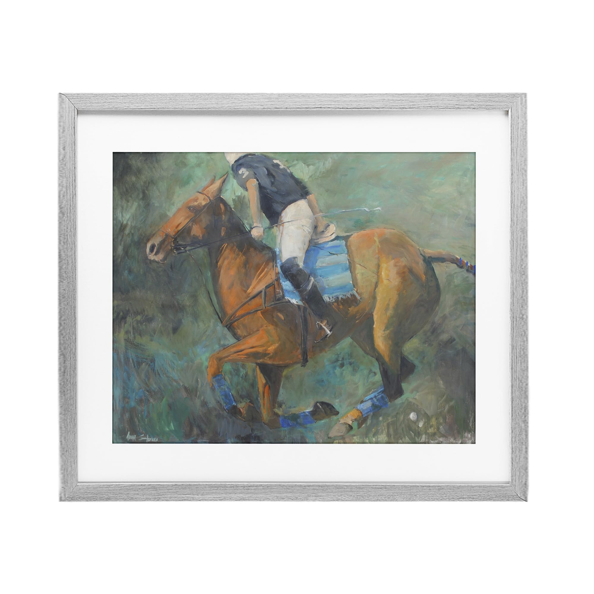 'Polo Rider in Dynamic Motion'| Framed Print Under Glass