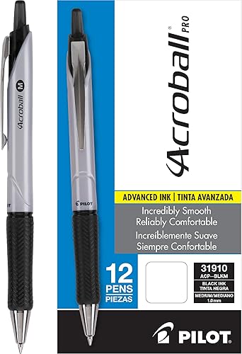 Pilot Acroball Pro pluma retráctil híbrido de gel con punta mediana Tinta negra