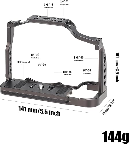 Vista 44 de Fotga Soporte estabilizador de jaula de cámara de aluminio de aleación + mango superior para Sony A7C ILCE-7C α7C sin espejo DSLR cámara de vídeo