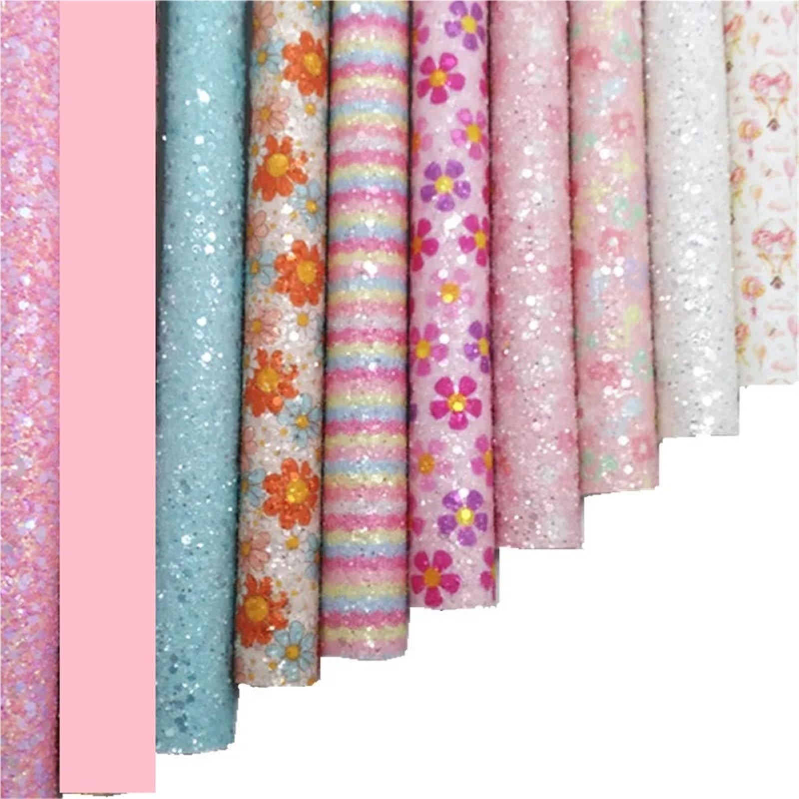 Arkusze skórzane z brokatem PCV | Kokardy i torby wykonane ręcznie: sztuczna skóra(1-30x134cm)