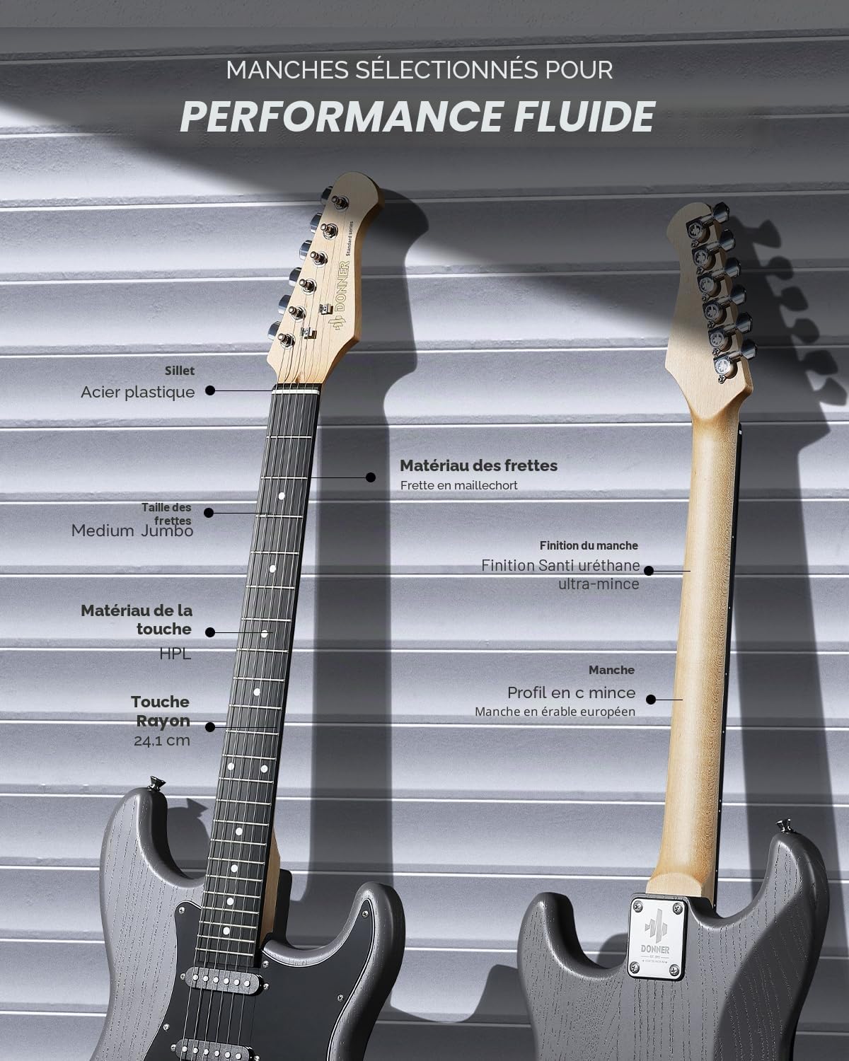DONNER DST-80 Guitare Électrique Kit Complet pour Débutants 39” avec Amplificateur, Pickups SSS Classiques, Incluant Housse, Accordeur, Capodastre, Sangle, Plectres et Leçons en Ligne Gratuites