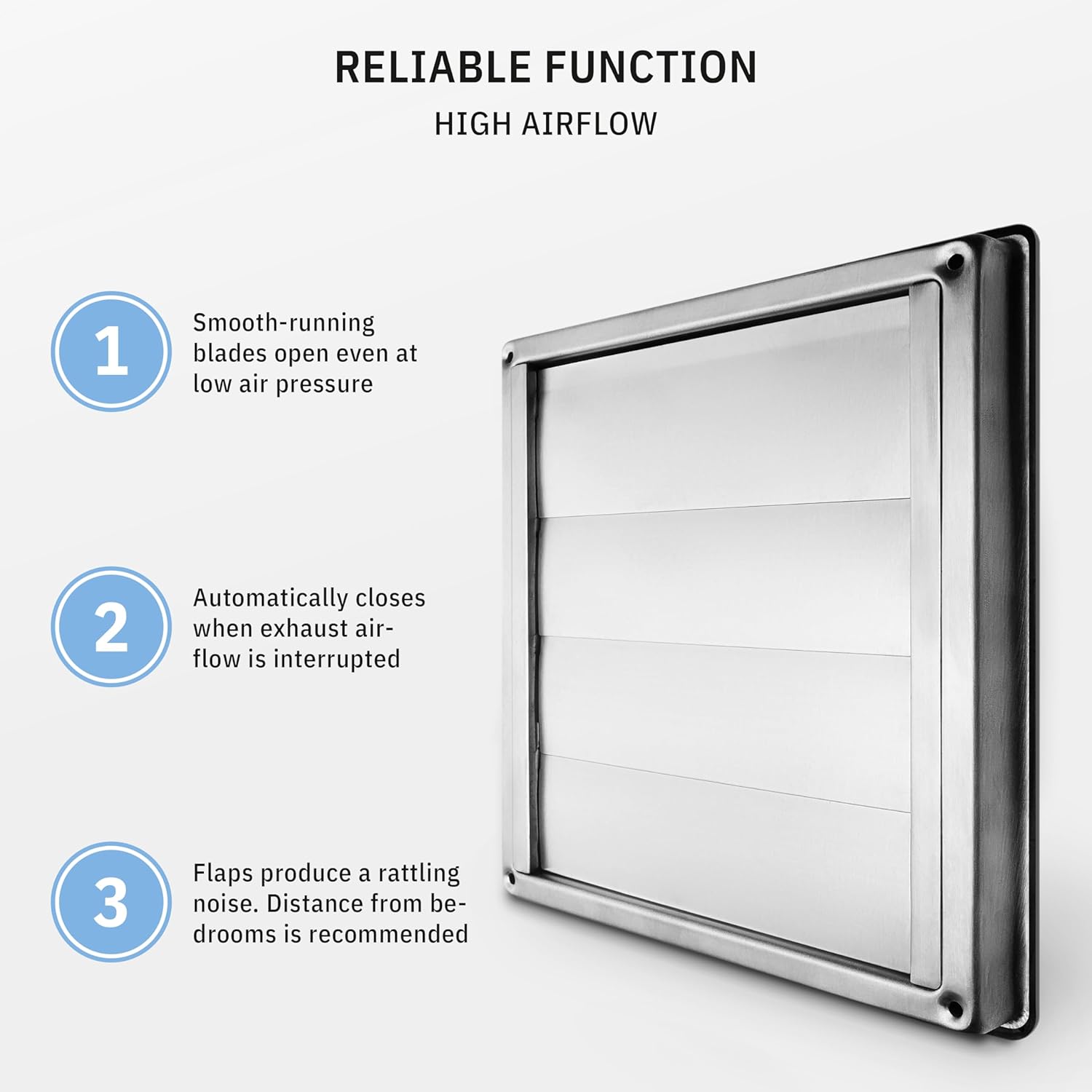 calimaero® VKE 6" Inch Dryer Vent Cover – Outdoor Stainless Steel Grille with Moving Flaps – Fits Only with Metal Ducts for HVAC & Dryer Systems