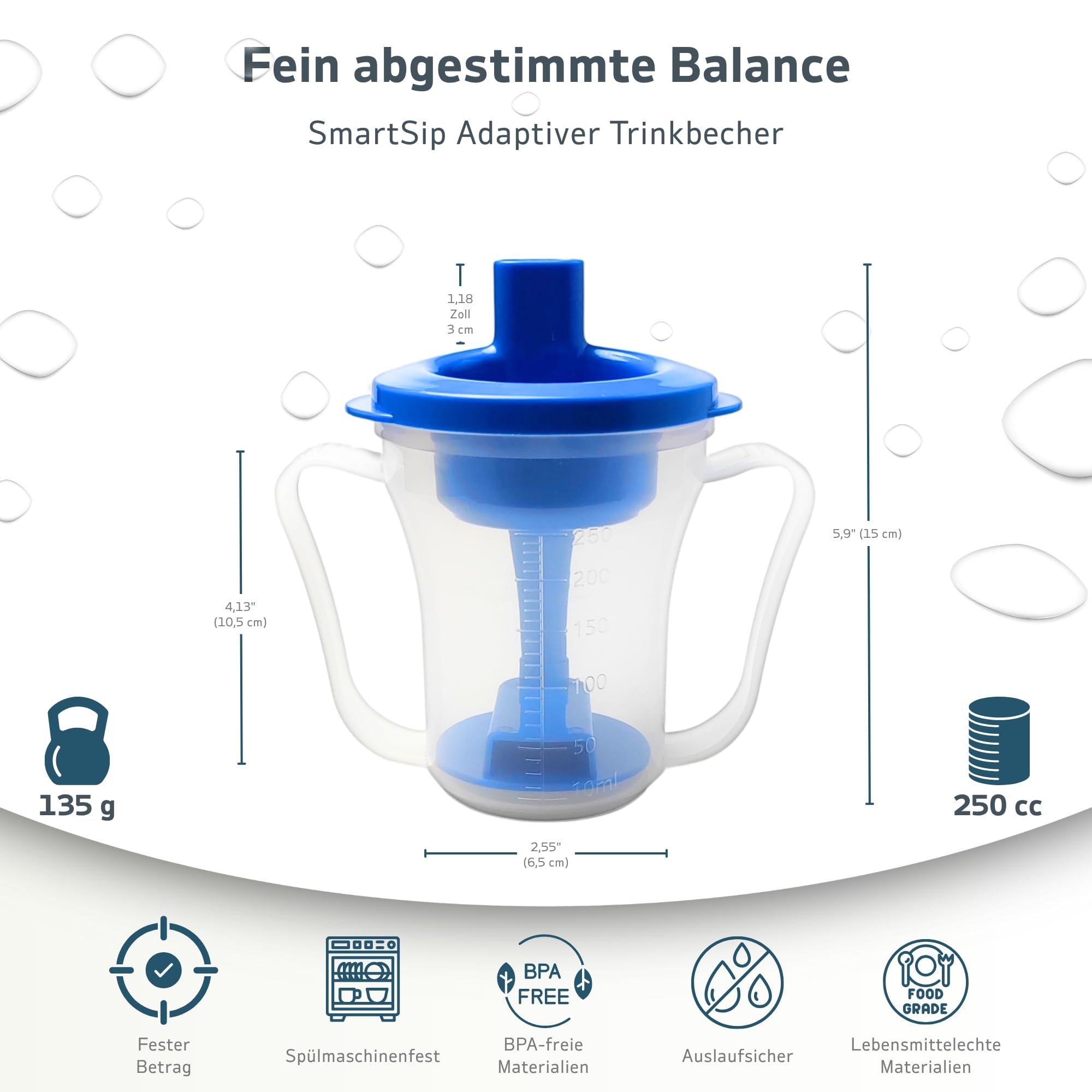 Dysphagie-Trinkbecher für Erwachsene – Medizinischer Trinkbecher mit regulierbarer Trinkmenge (5ml/10ml) – Sicheres Trinken im Sitzen oder Liegen – Ideal bei Dysphagie, Parkinson