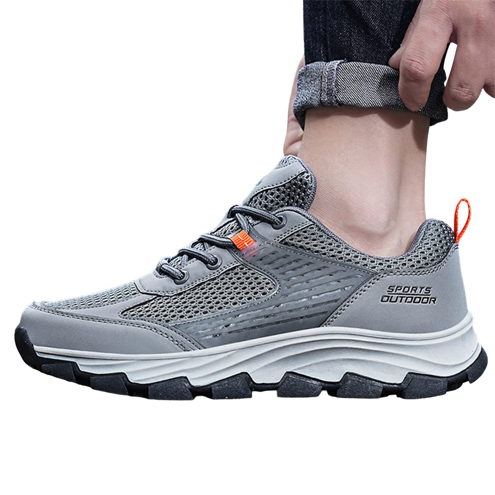 Wanderschuhe Herren Sommer Leicht - Trekkingschuhe Mit Schnürsenkel | Outdoorschuhe Mesh Walkingschuhe Leichtgewichts Laufschuhe Atmungsaktive Schnürhalbschuhe Klassischer Lässig Laufschuhe