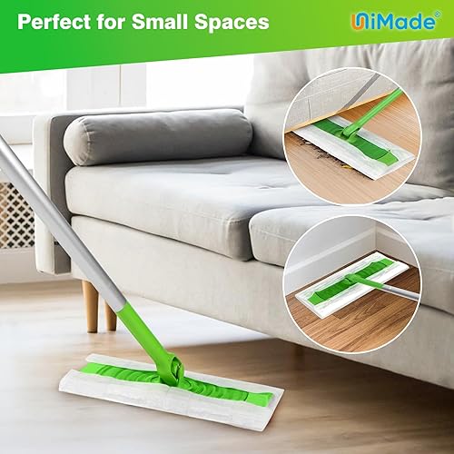 Miniatura 6 de Paños de barrido en seco, 100 unidades de repuesto para trapeador compatible con Swiffer Sweeper  Recambios de plumero desechables para limpiar el