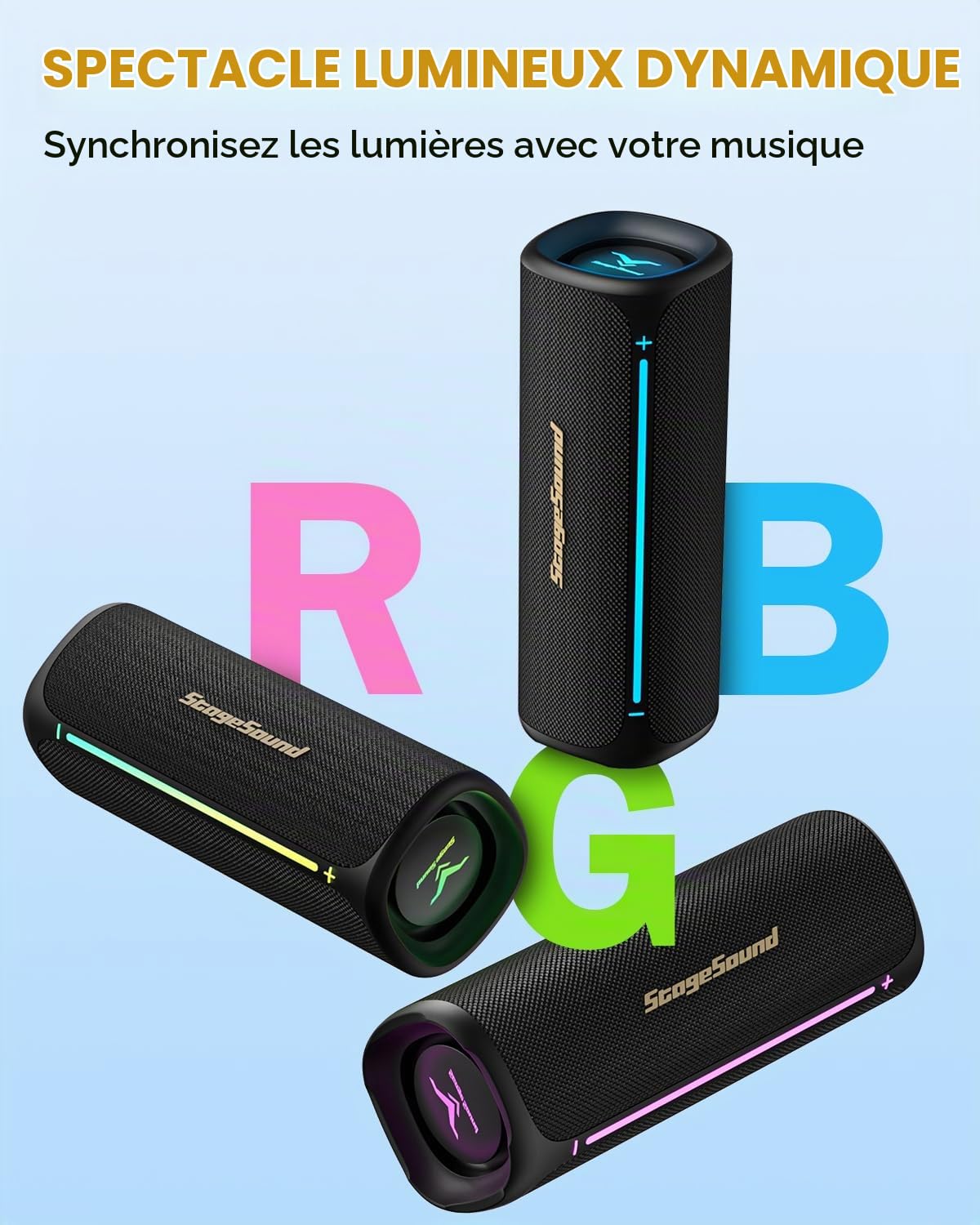 StageSound 25W Enceinte Bluetooth Portable, Son Puissant, Étanche IP67