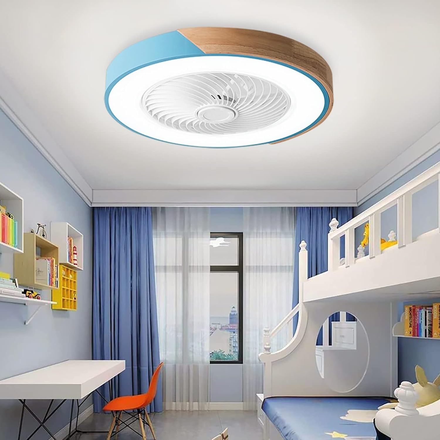 HXYSXHJUO Ceiling Fan Light with Remote Control, Dimmable and Mute Operation, 6-Speed Recessed Design for Bedroom Restaurant Use