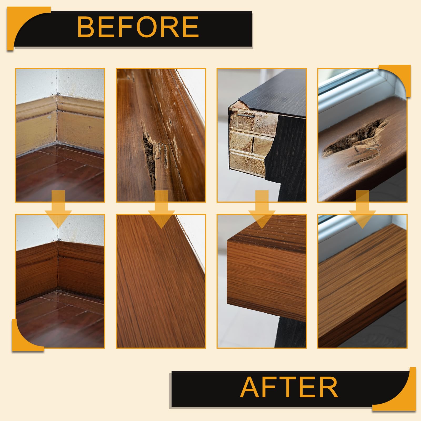 QUARKZMAN Wood Grain Repair Tape 5 Cm X 10 M Zelfklevende Houtreparatiepatchband Gesimuleerde Vloerband