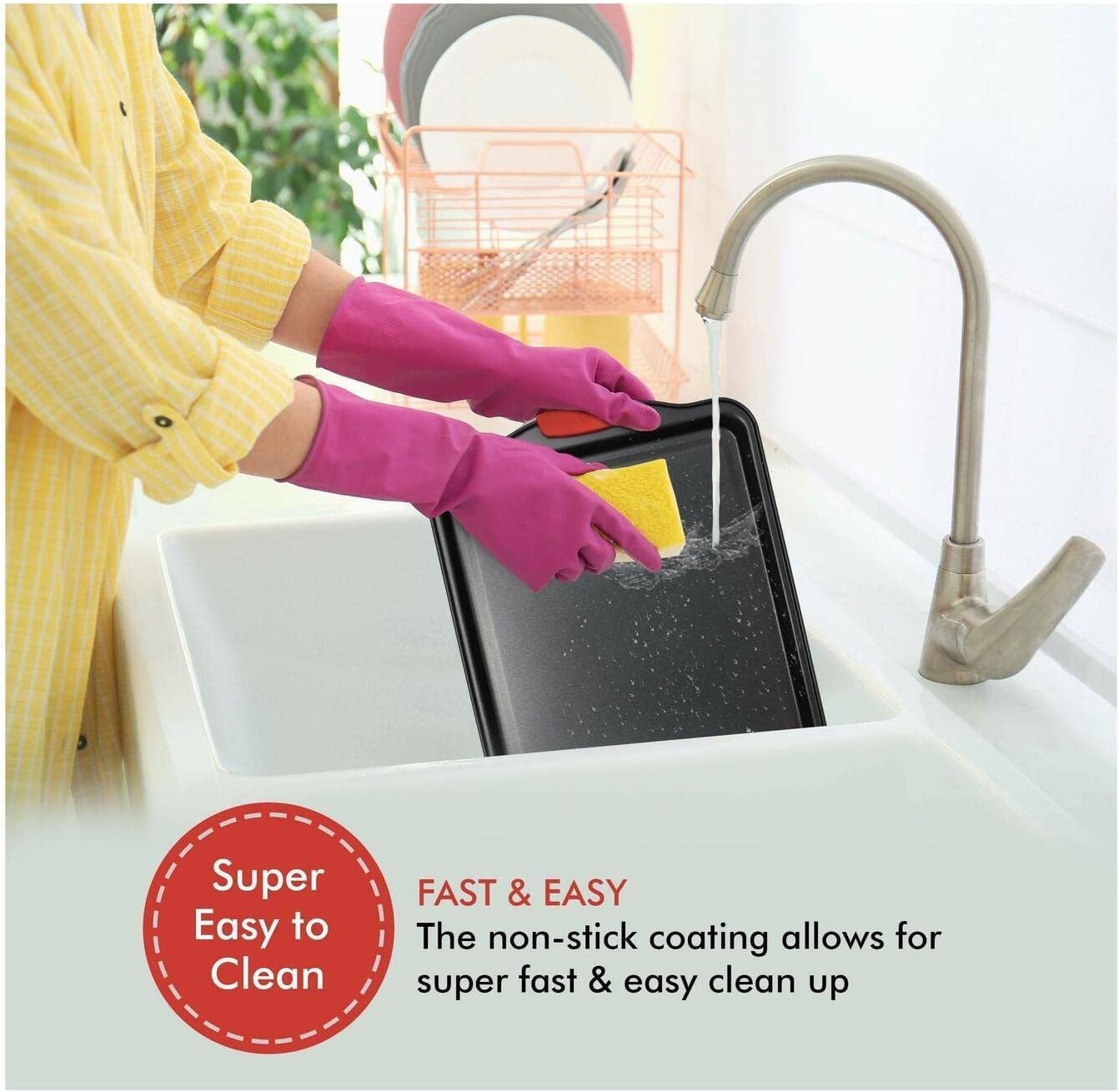 LKOP Nonstick Cookie Sheet Set - 3 Piece Steel Bakeware Set with Red Silicone Grips ScreenM Bakeware sets Baking pans set Sheet pan Baking tray Baking accessories Cookie sheet set