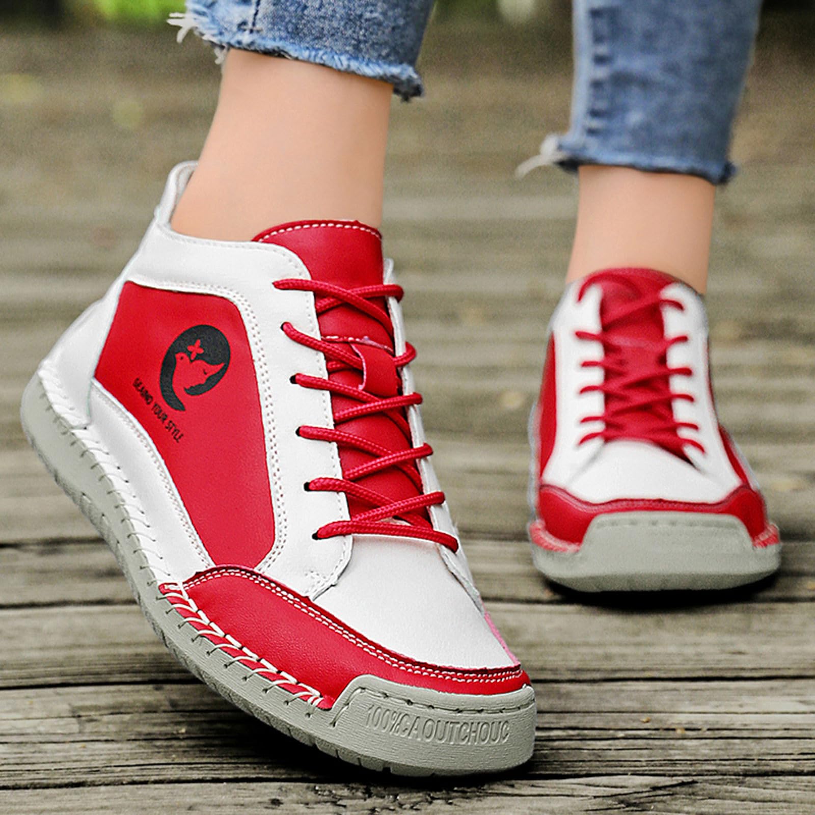 Chaussures orthopédiques en cuir pour femme - Baskets confortables faites à la main