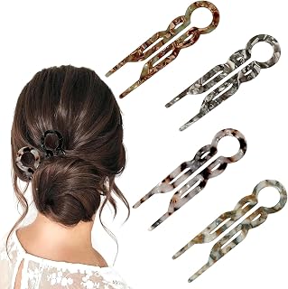 4PCS U-Shaped Plastic Hair Pins for Women – Non-Slip Hair Clips for Fine Thin Hair, Lightweight French Twist Accessories