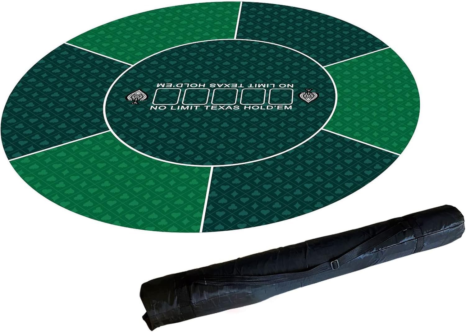 Pokermatte - Faltbare Tischmatte for Kartenspiele, tragbare runde Pokertischmatte, rutschfestes professionelles Texas Hold'em-Tischlayout, mit Faltbarer Tragetasche(Grün,120cm/47inch)